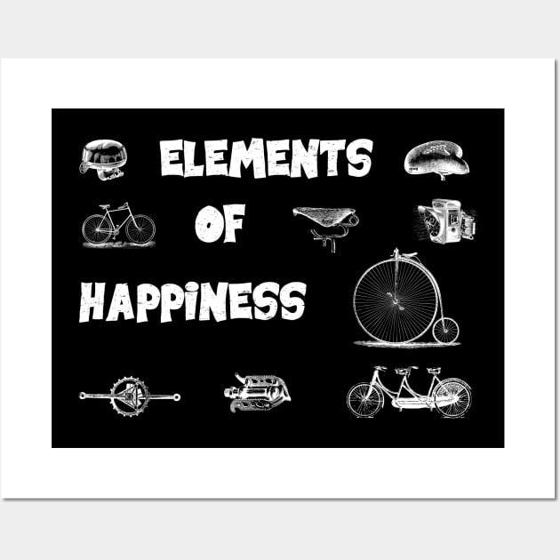 Vintage Bike Elements  with pedal, crank and bell. Elements of Happiness, enjoy your ride. Wall Art by Olloway